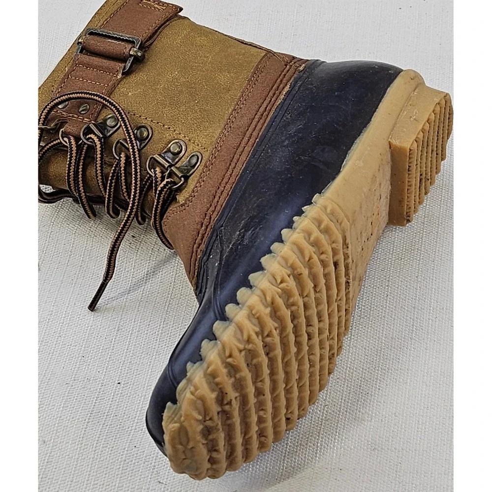 JBU by Jambu Windsor Waterproof Duck Boots Brown‎ Navy Faux Fur Lined Womens 6M